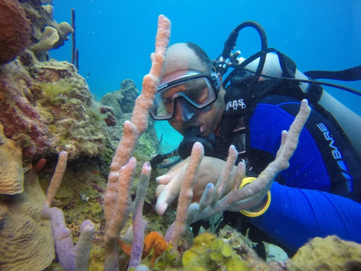 Jonathan García, CEO of Private Dive Service, diving in Punta Cana